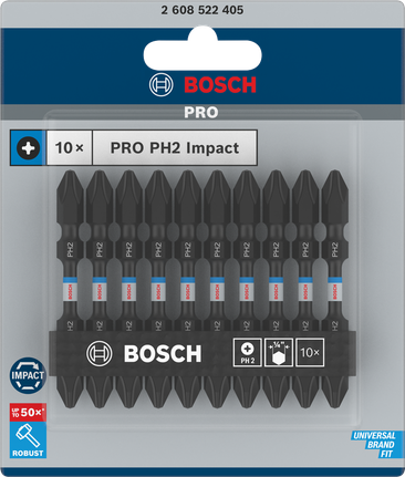 Bosch PRO PH2 65 mm impact bits 10-pack.