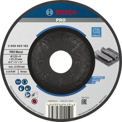 Bosch PRO Metal Bonded Grinding Disc 125 mm for metal.