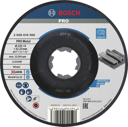 Bosch PRO Metal Bonded Grinding Disc X-Lock 125mm.