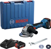 Bosch GWS 18V-8 cordless angle grinder set with case.