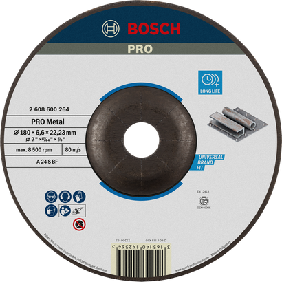 Bosch PRO Metal Grinding Disc A 24 S BF, 180 mm, long life.