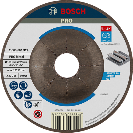 Bosch PRO Metal Grinding Disc 125 mm for metalworking.