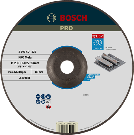 Bosch PRO Metal Grinding Disc 230 mm long life.