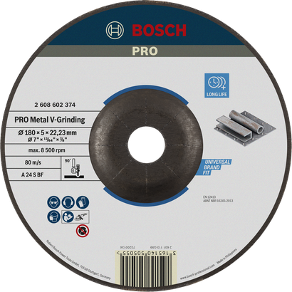 Bosch PRO Metal V-Grinding Disc for metal, 180 mm.