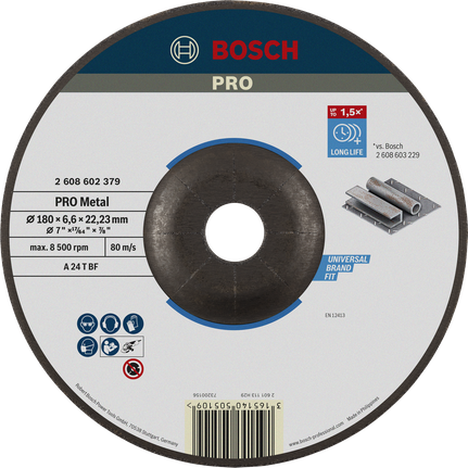 Bosch PRO Metal Grinding Disc 180 mm long life.