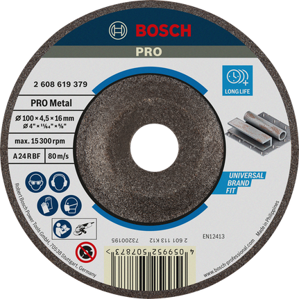 Bosch PRO Metal grinding disc, 100 x 4.5 x 16 mm.