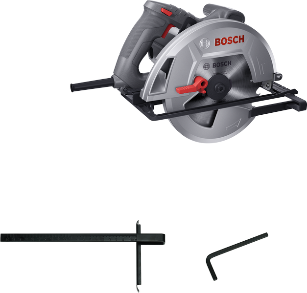 Bosch KS 120 corded circular saw with accessories.