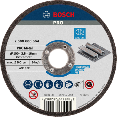 Bosch PRO Metal Cutting Disc 100 x 2.5 x 16 mm long life.