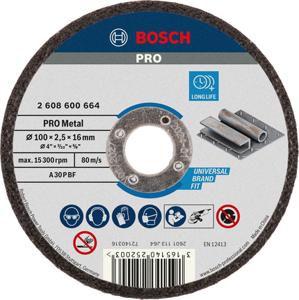 Bosch PRO Metal Cutting Disc 100 x 2.5 x 16 mm long life.
