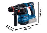 Bosch GBH 18V-22 X Cordless Rotary Hammer with ONECHUCK dimensions drawing