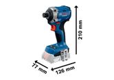 Bosch GDR 18V-215 Cordless Impact Driver dimensions drawing