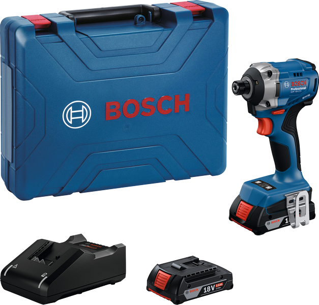 Bosch GDR 18V-215 impact driver set with long bit holder.