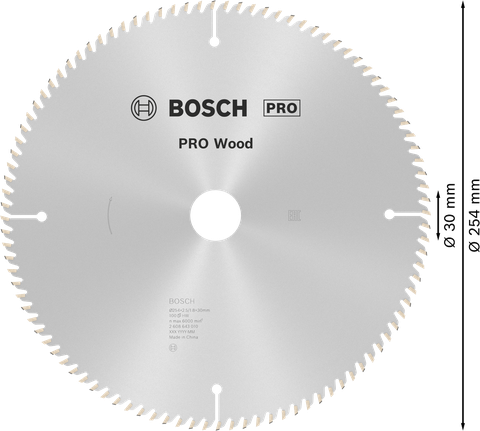Bosch PRO Wood Circular Saw Blade 254x30 mm for wood.