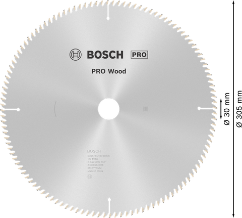 Bosch PRO Wood circular saw blade 305 mm for woodworking.
