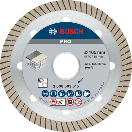 Bosch PRO Ceramic Diamond Disc, 105 mm for tile cutting.