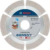 Bosch PRO Multi Material Diamond Disc, 110 mm for cutting.