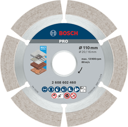 Bosch PRO Multi Material Diamond Disc, 110 mm for cutting.
