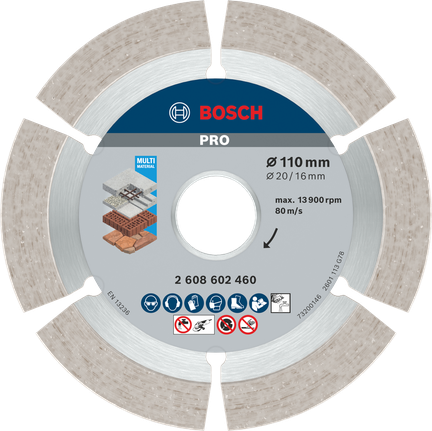 Bosch PRO Multi Material Diamond Disc, 110 mm for cutting.