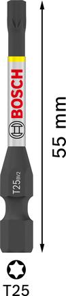 Bosch PRO Torx Impact Bit T25 55mm single piece.