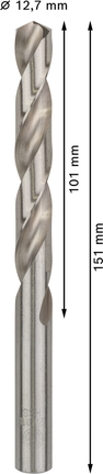 Bosch PRO Metal HSS-G drill bit 12.7 mm, 151 mm length.