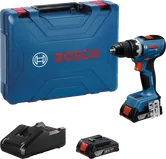 Bosch GSR 18V-65 cordless drill set with case.