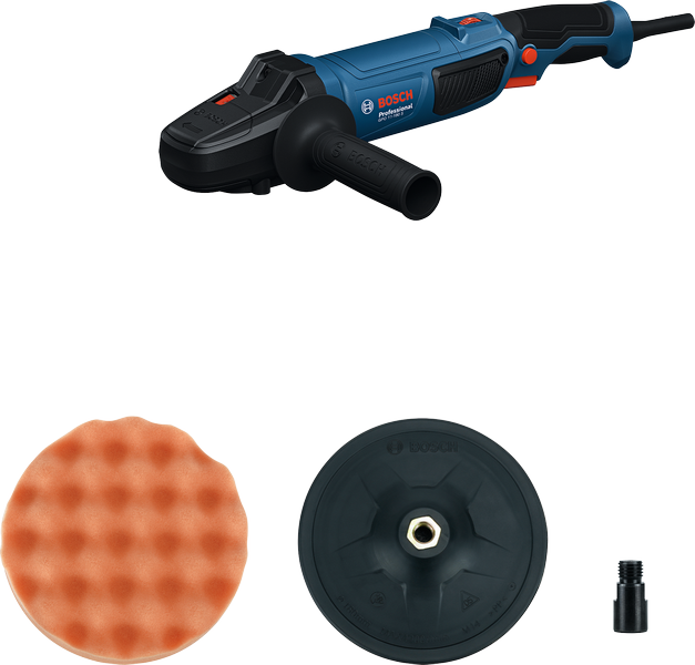 Bosch GPO 11-180 polisher with handle and accessories.
