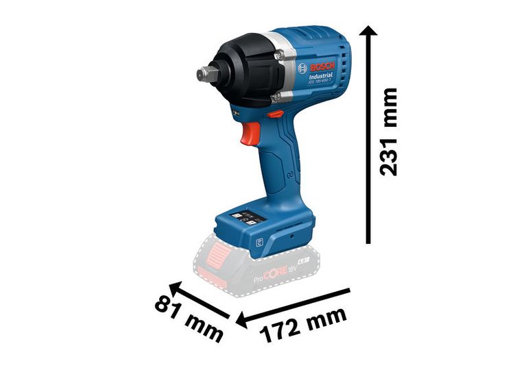 Bosch IDS 18V-650 T impact wrench, compact design.
