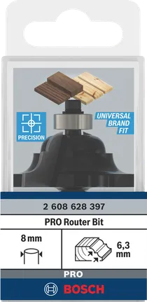 Bosch PRO Router Bit Cove and Bead 6.3 mm 8 mm shank.