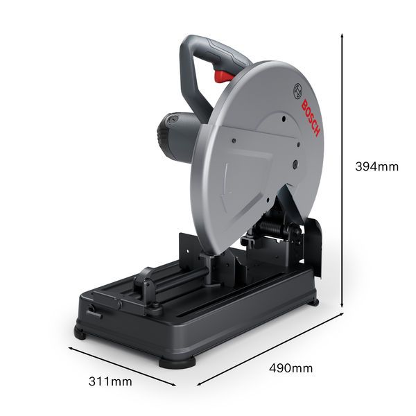 Bosch cut-off saw with dimensions 394x490x311mm.