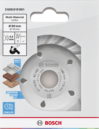 Bosch 80×16×4.5 mm Multi Material Turbo blade.