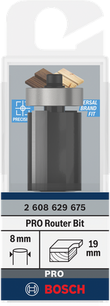 Bosch PRO router bit 8 mm shank 19 mm trim.