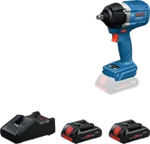 Bosch IDS 18V-650 impact wrench with charger and two batteries.