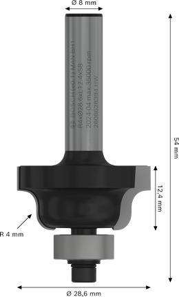 Bosch PRO Router Bit Roman Ogee R 4 shank 8 mm.