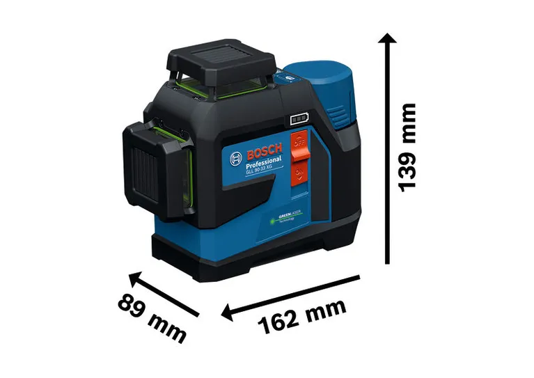 Bosch GLL 90-33 XG laser leveling tool, green beam.