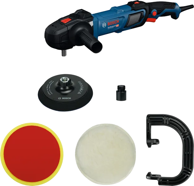 Bosch GPO 14-180 S polisher with accessories.