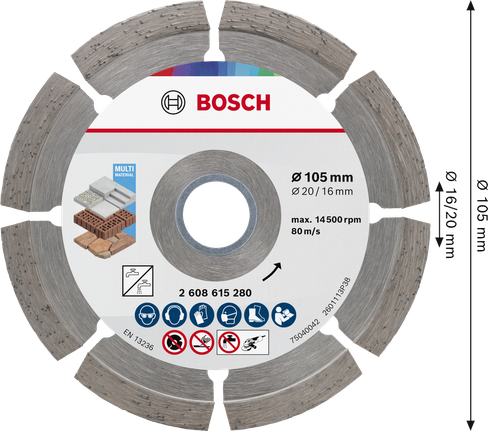Bosch Multi Material Diamond Cutting Disc 105 mm.