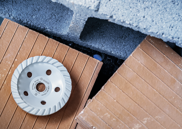 Bosch diamond cup wheel for fast concrete grinding.