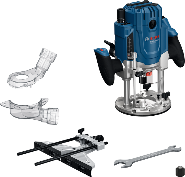 Bosch GOF 20-12 router with depth adjustment.