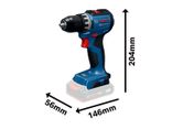 Bosch GSR18V-52 Cordless Drill/Driver dimensions drawing