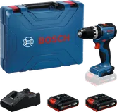Bosch GSB 18V-52 cordless drill set with two batteries.
