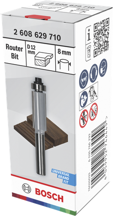 Bosch router bit bottom bearing flush trim, 12x25 mm.