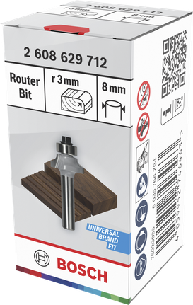 Bosch router bit R3 x 19 mm for rounding wood edges.