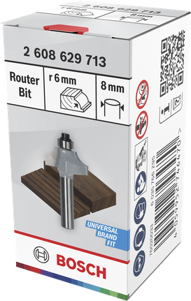 Bosch router bit Ovolo R6 8mm shank for wood shaping.