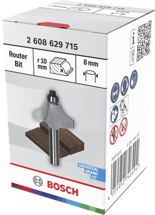Bosch router bit ovolo with ball bearing R10 8mm shank.