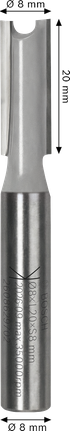 Bosch straight router bit two flutes 8x20 mm.