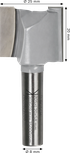 Bosch straight router bit two flutes 25x20 mm shank 8 mm.