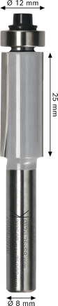 Bosch router bit bottom bearing flush trim Ø12x25 mm.