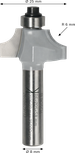 Bosch router bit ovolo with ball bearing, R6 x Ø25 shank 8 mm.