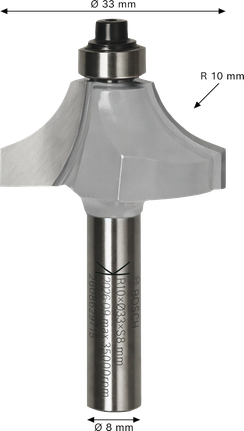 Bosch router bit ovolo with ball bearing, 33 mm diameter.