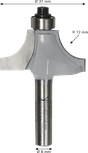 Bosch router bit ovolo with ball bearing R12 x Ø37 shank 8 mm.